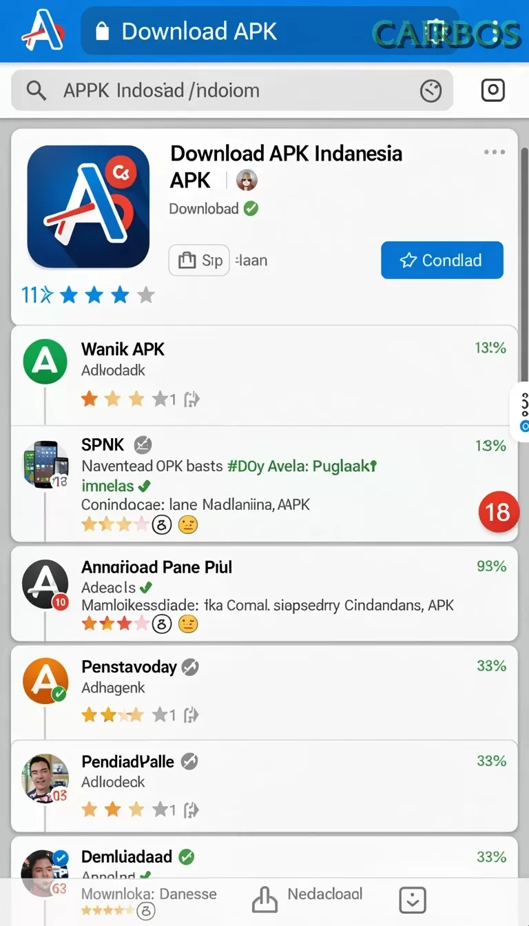 Cuplikan layar menu unduhan cairbos untuk perangkat Android